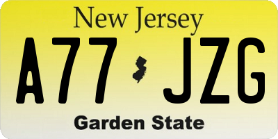 NJ license plate A77JZG