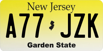 NJ license plate A77JZK