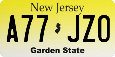 NJ license plate A77JZO