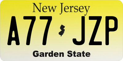 NJ license plate A77JZP