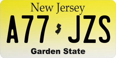 NJ license plate A77JZS
