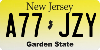 NJ license plate A77JZY