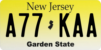 NJ license plate A77KAA