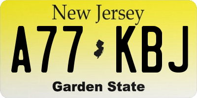 NJ license plate A77KBJ