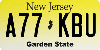 NJ license plate A77KBU
