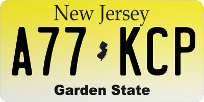 NJ license plate A77KCP