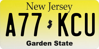 NJ license plate A77KCU