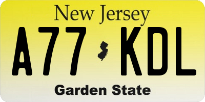 NJ license plate A77KDL