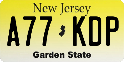NJ license plate A77KDP
