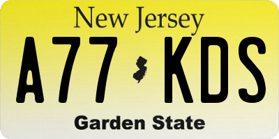 NJ license plate A77KDS