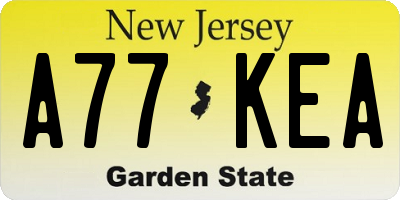 NJ license plate A77KEA