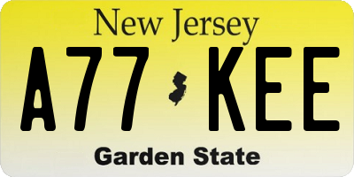 NJ license plate A77KEE