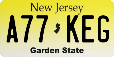 NJ license plate A77KEG