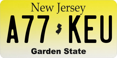 NJ license plate A77KEU