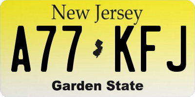 NJ license plate A77KFJ