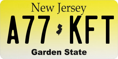 NJ license plate A77KFT
