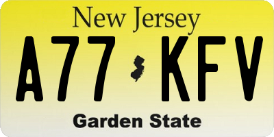 NJ license plate A77KFV