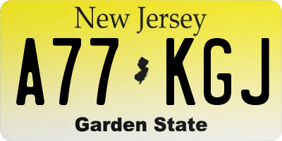 NJ license plate A77KGJ