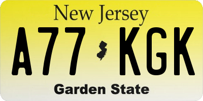 NJ license plate A77KGK