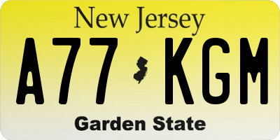 NJ license plate A77KGM