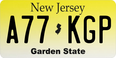 NJ license plate A77KGP