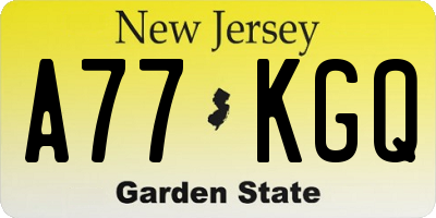 NJ license plate A77KGQ