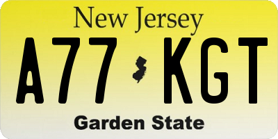 NJ license plate A77KGT