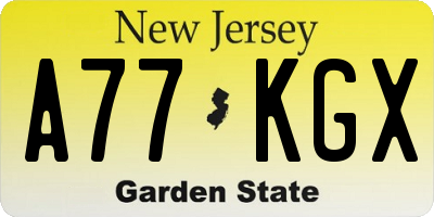 NJ license plate A77KGX