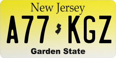 NJ license plate A77KGZ