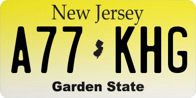 NJ license plate A77KHG