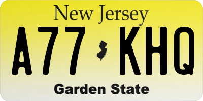 NJ license plate A77KHQ
