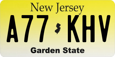 NJ license plate A77KHV