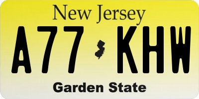 NJ license plate A77KHW