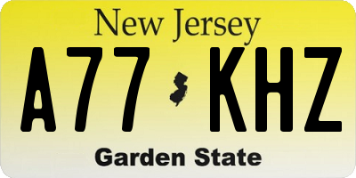 NJ license plate A77KHZ