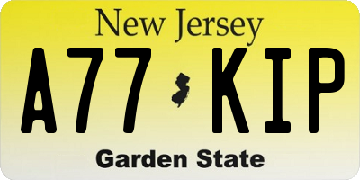 NJ license plate A77KIP