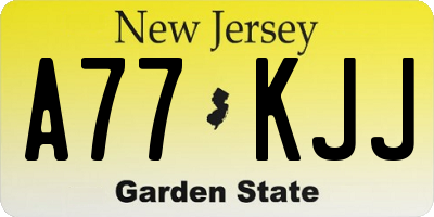NJ license plate A77KJJ