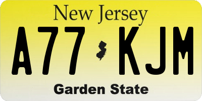NJ license plate A77KJM