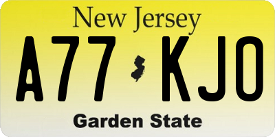 NJ license plate A77KJO