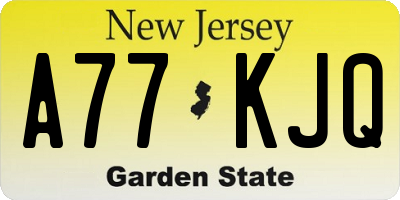 NJ license plate A77KJQ