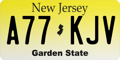 NJ license plate A77KJV