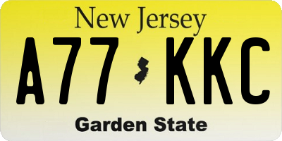 NJ license plate A77KKC