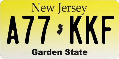 NJ license plate A77KKF