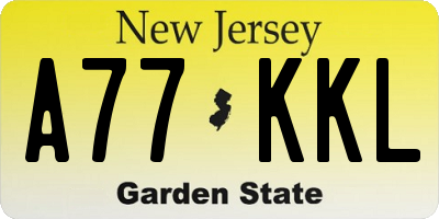 NJ license plate A77KKL