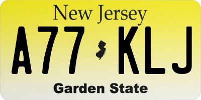 NJ license plate A77KLJ