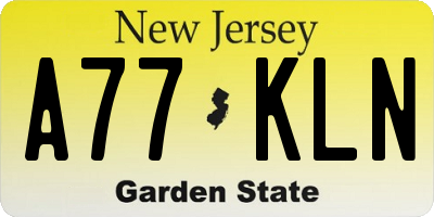 NJ license plate A77KLN