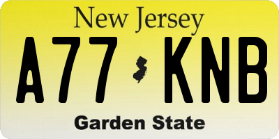 NJ license plate A77KNB