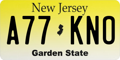 NJ license plate A77KNO