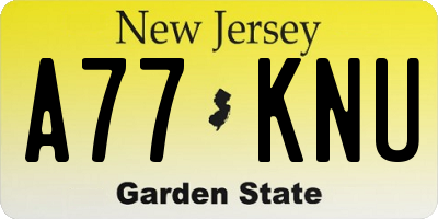 NJ license plate A77KNU