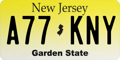 NJ license plate A77KNY