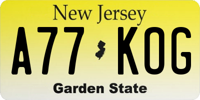 NJ license plate A77KOG